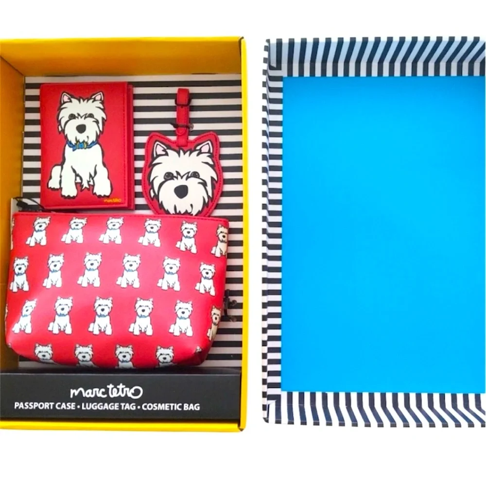 NWT Marc Tetro 3-Piece Gift Set – Cosmetic Bag, Luggage Tag & Passport Holder
